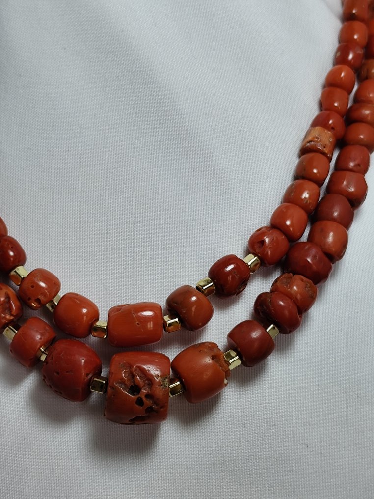 Corail rouge - Argent - Collier ras du cou #1.0