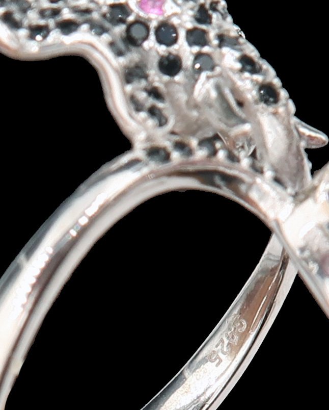 Rubino - Argento, Anello Elefante Reale Rubino & Spinello: Saggezza, Fortuna & Protezione - Argento 925 - Anello #4.3