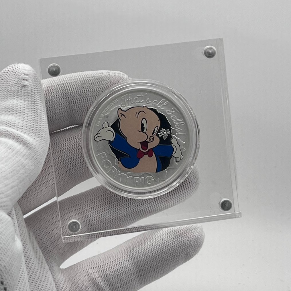 圖瓦盧. 1 Dollar 2018 – Looney Tunes Series: Porky Pig – 1 oz Silver – Ag .999 – Proof / Colorized #3.2