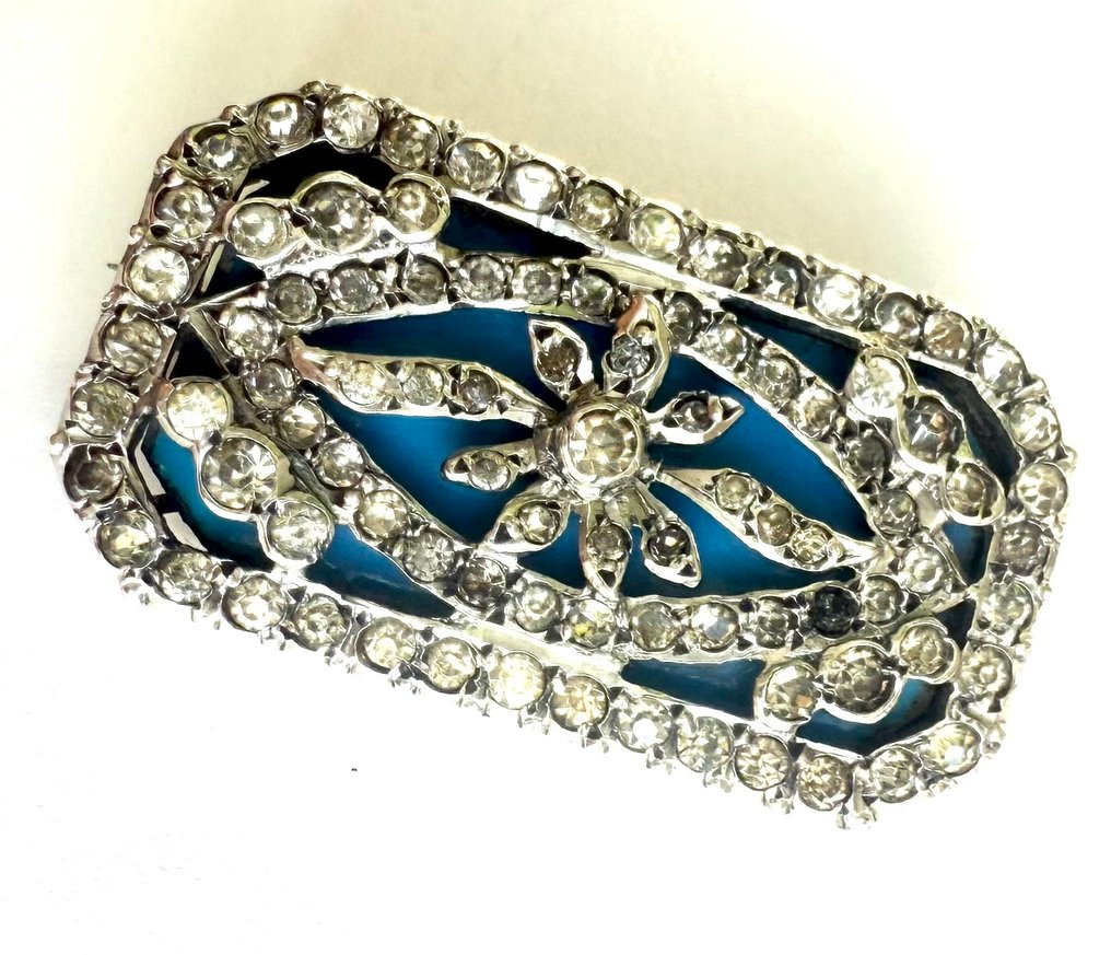 没有保留价 - 胸针 银 - Art Deco 绿松石胸针 #1.0