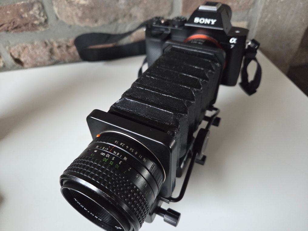 Sony, Praktica, Pentacon Practicar 1.8 50mm + balg + adapter PB-NEX + doos Obiektyw aparatu #1.0