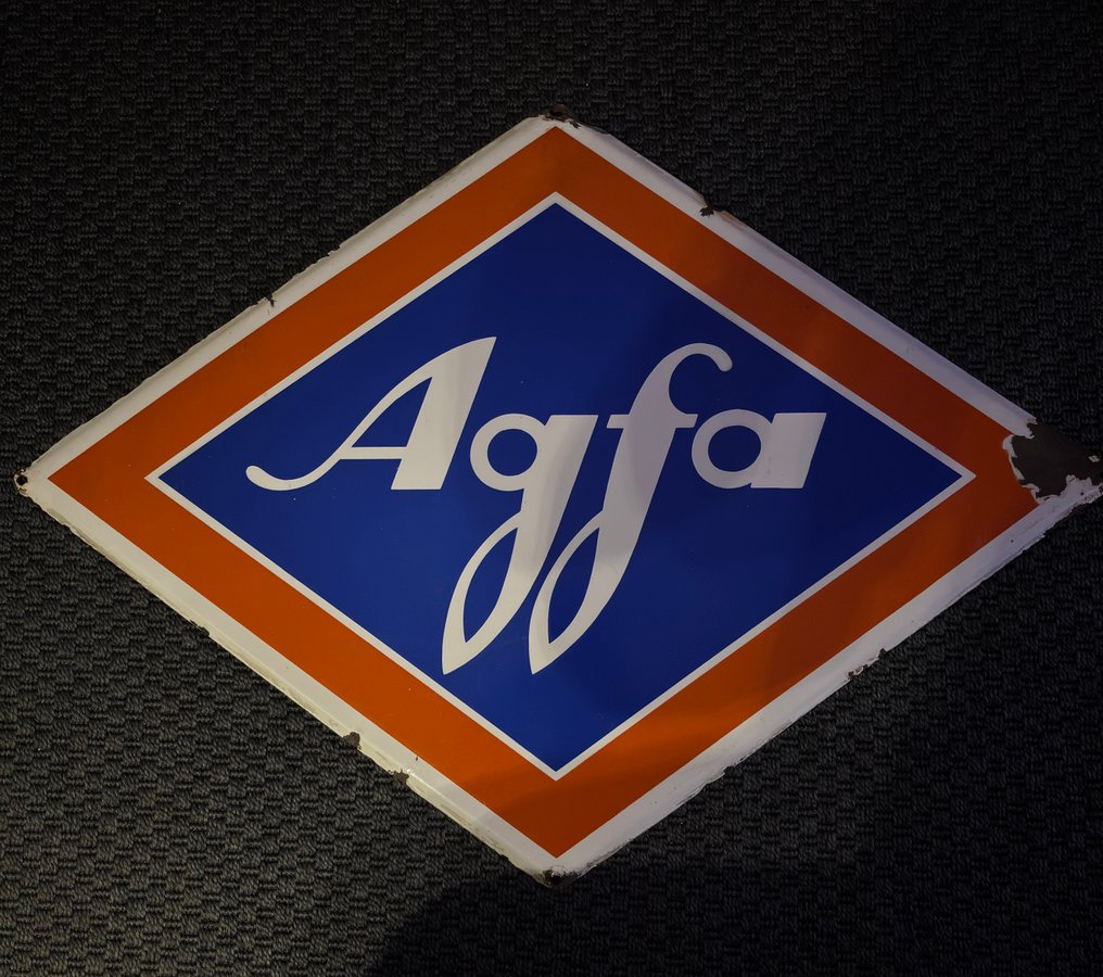 Eticheta Agfa originală. - Semn de email - Fier, Smalț #1.0