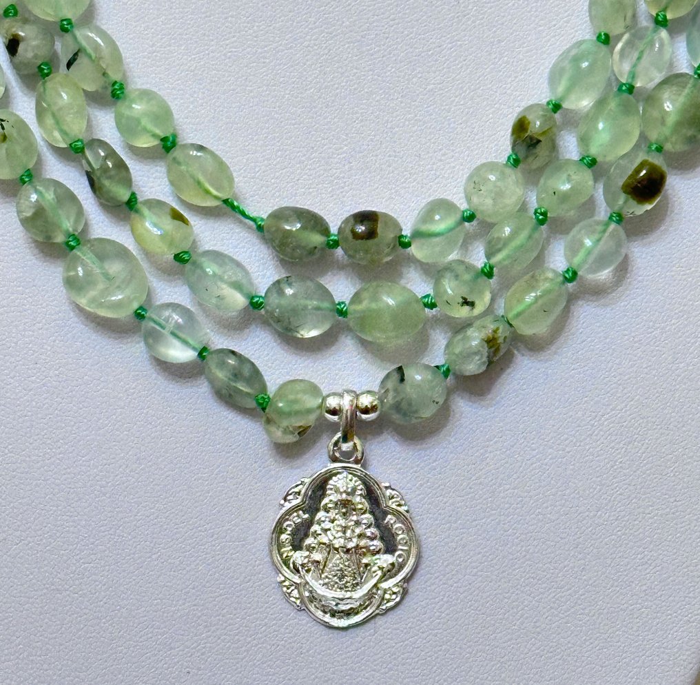 Natural rutile quartz with Virgin Rose. High quality. Unconditional love in a relationship. - Necklace with pendant - With 925 silver closure #1.0