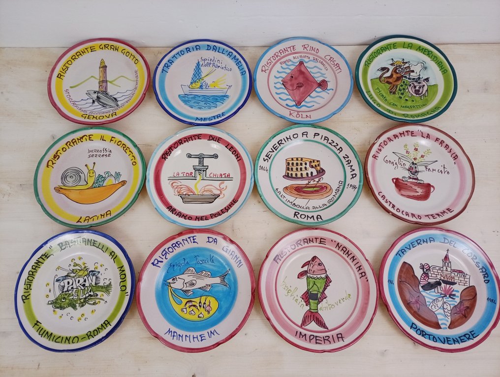 Teller (12) - Dipinto a mano - Töpferware - Gericht des guten Erinnerns #1.0