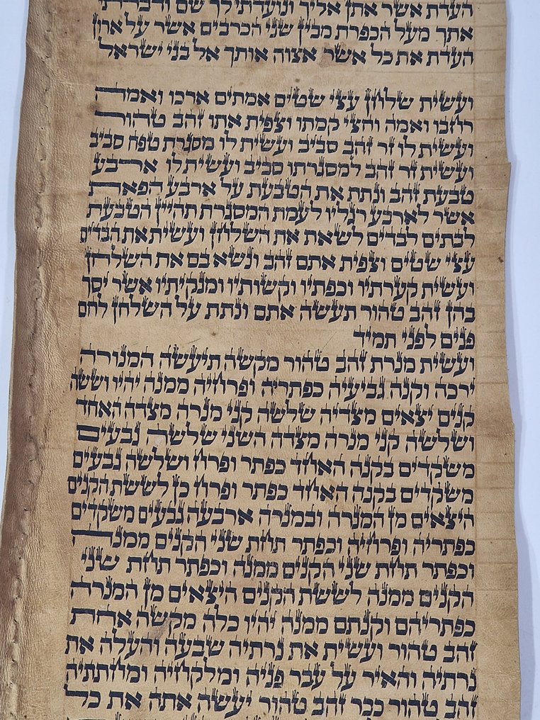 antique Torah scroll, a handwritten on leather - 1800 #2.1