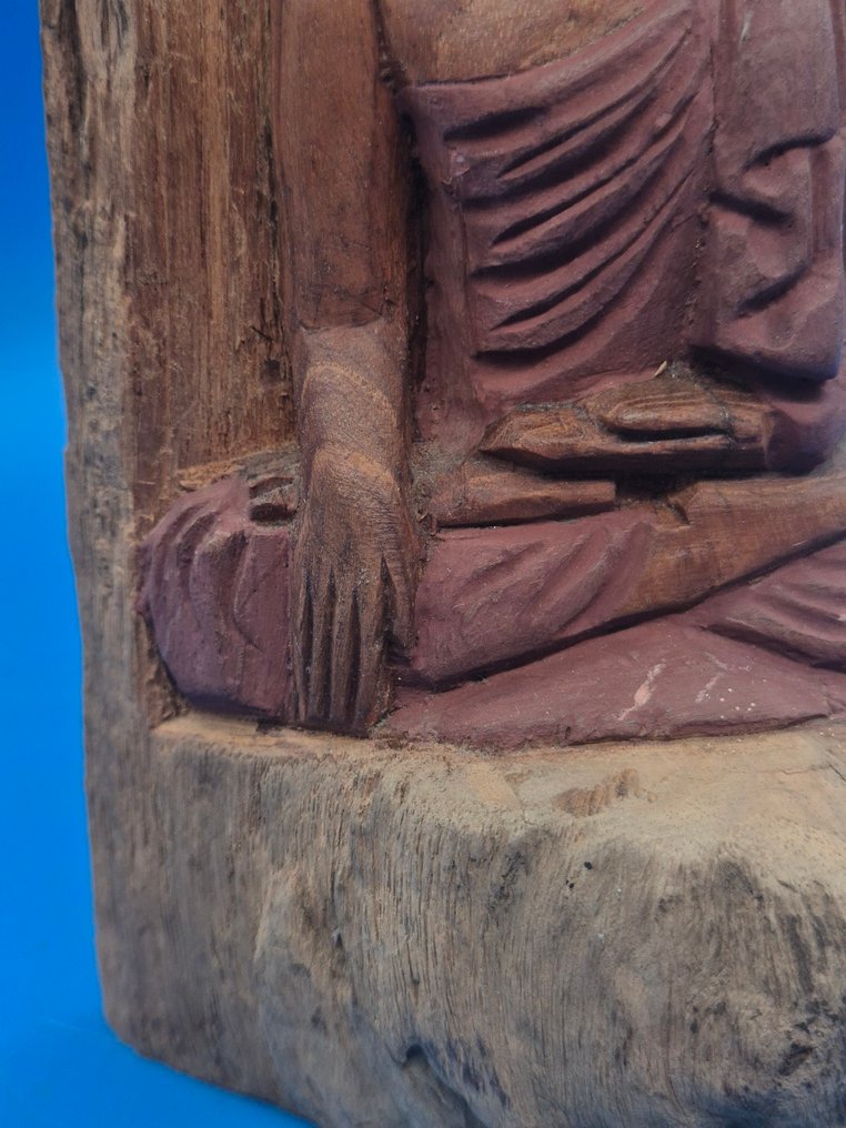Buddha-Relief – meditierende Buddhafigur – Holz geschnitzt - Figura - Ásia (Sem preço de reserva) #2.1