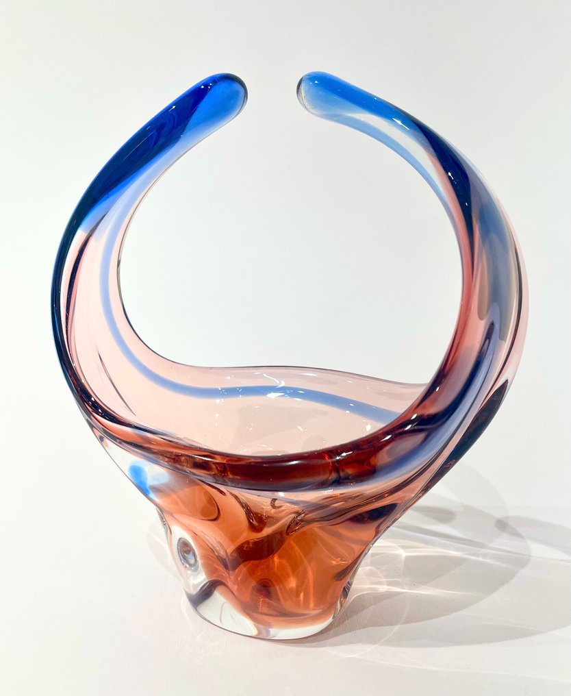 Mstisov glass Union - Karel Zemek - Basket - "Niagara" serie, Pattern: 53794/18 - Sommerso Glass #2.1