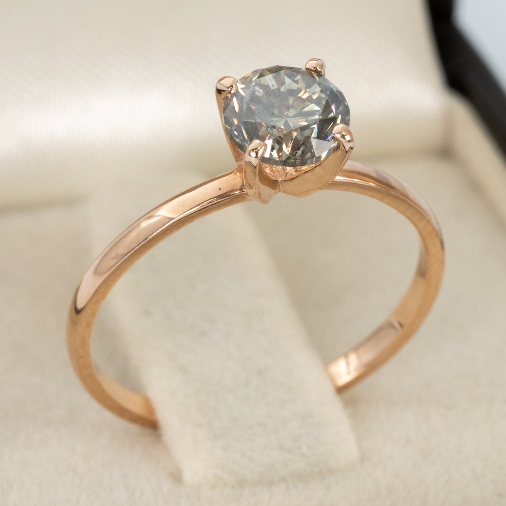 沒有保留價 - 戒指 - 14 克拉 玫瑰金 -  1.02ct. tw. 鉆石 (天然彩色) - GWLab #4.3