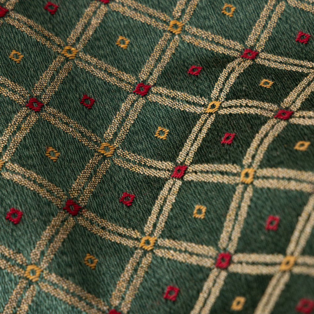 Tessuto Gobelin - 英国赛道绿 – 绿色与金色菱形 - 室内装潢面料  - 270 cm - 280 cm #2.1