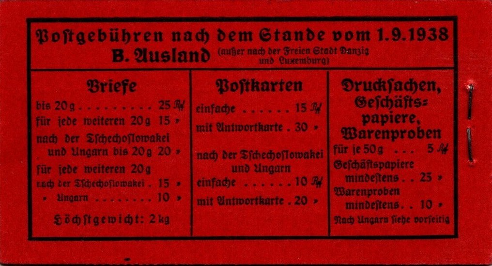 Cesarstwo Niemieckie 1937 - Markenheftchen D. Reich 1937, ONr. 8 - Deutsches Reich Markenheftchen MH37.4 #1.0