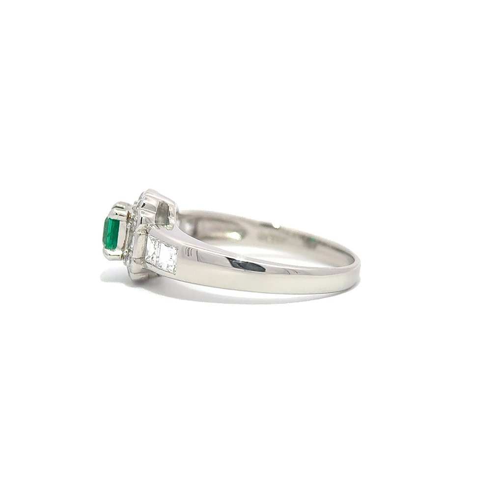 Ring Platin -  1.08ct. tw. Smaragd - Diamant #2.1