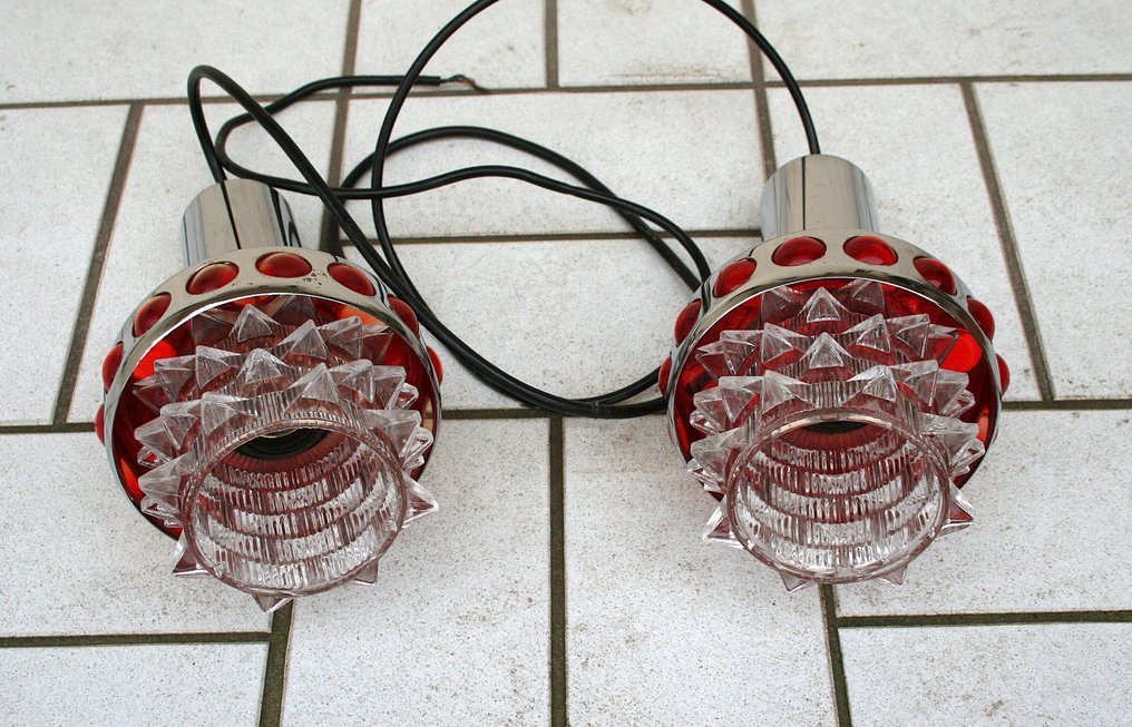 Massive - Lamp (2) - Staal, Plexiglas, Glas - Space Age #2.1