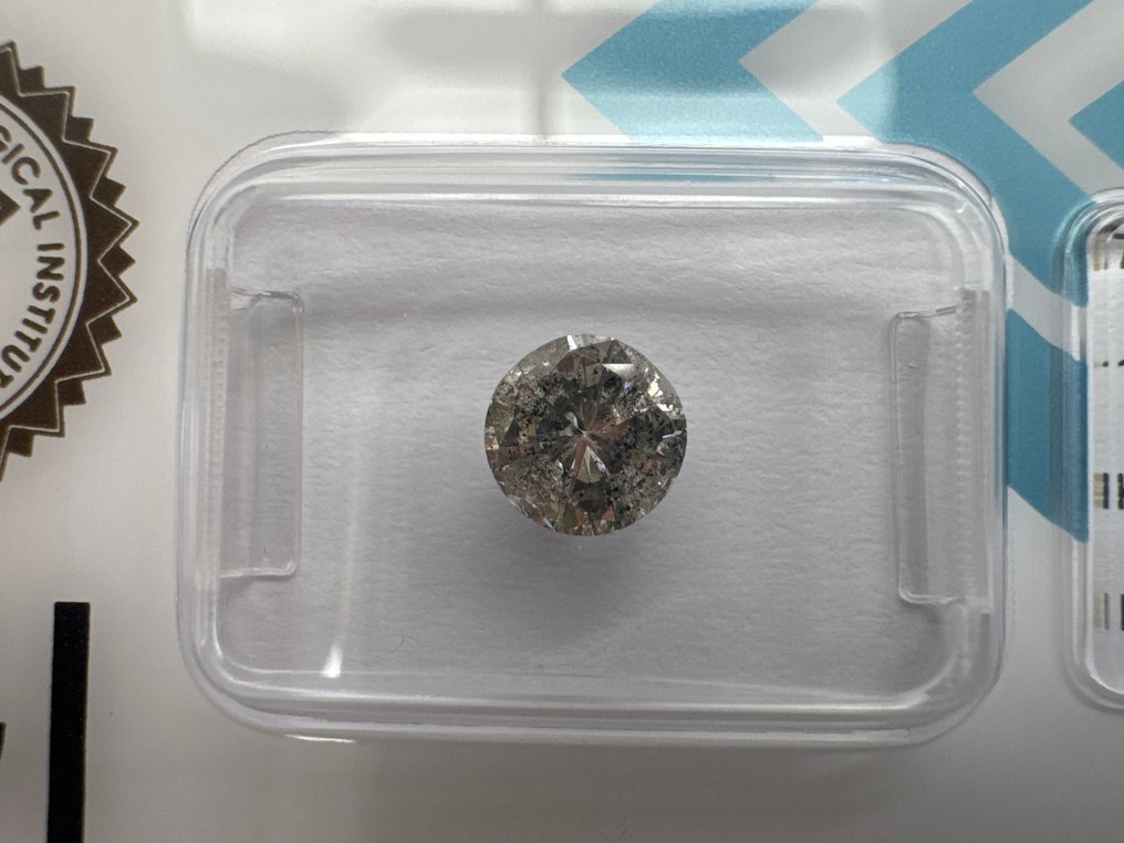 χωρίς τιμή ασφαλείας - 1 pcs Διαμάντι  (Φυσικό)  - 1.06 ct - Στρογγυλό - K - I2 - International Gemological Institute (IGI) - K αχνό γκρι #1.0