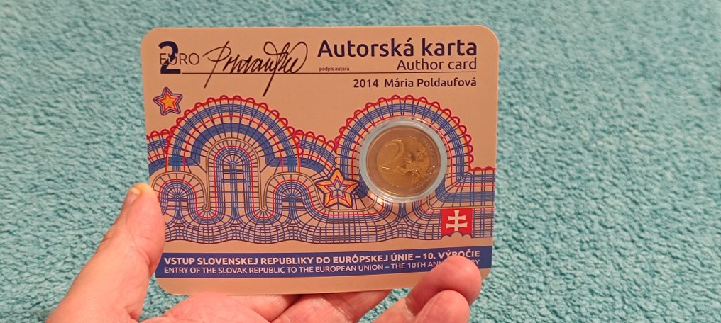 斯洛伐克. 2 Euro 2014 "Slovakian Membership in EU" - Signed by the author (没有保留价) #1.0