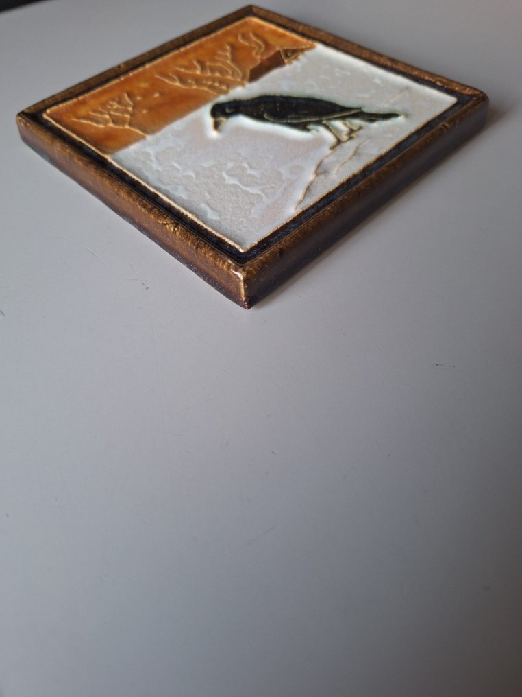  Piastrella - Piastrella cloisonné di un corvo - Porceleyne Fles - 1930-1940  #1.0