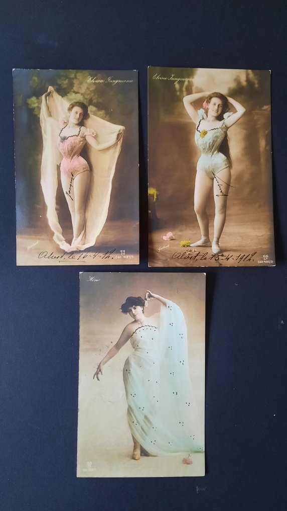 7 cartoline postali erotiche, donne che posano 1906-1912 - Cartolina (7) - 1906-1912 #1.0