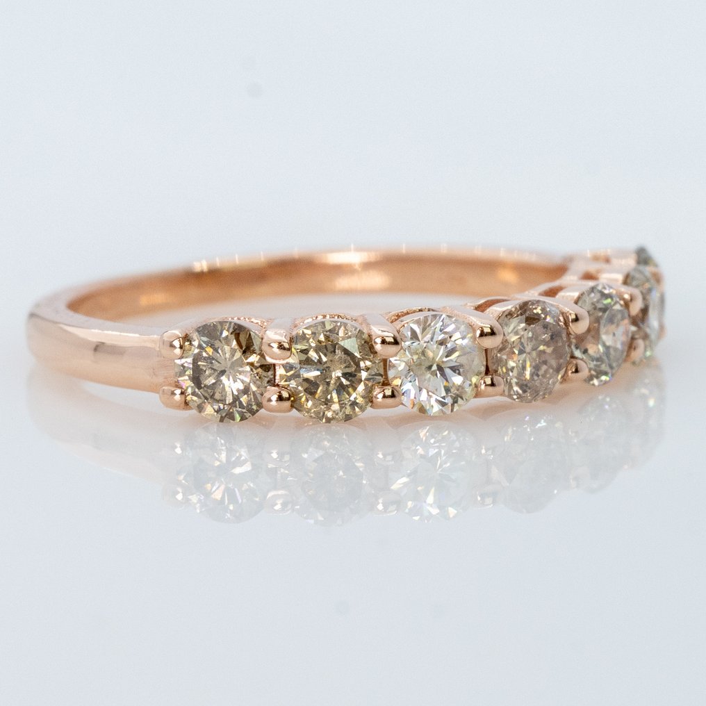 Sem preço de reserva - Anel - 14 K Ouro rosa -  1.06ct. tw. Diamante (Colorido natural) - IGI #1.0