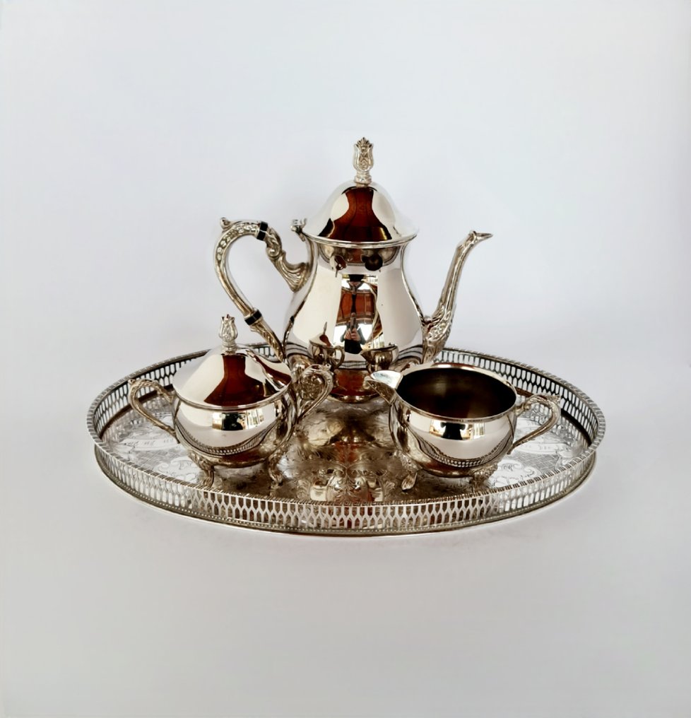 Conjunto de pequeno-almoço - Elegant Silver-Plated Breakfast Set - Prateado #1.0