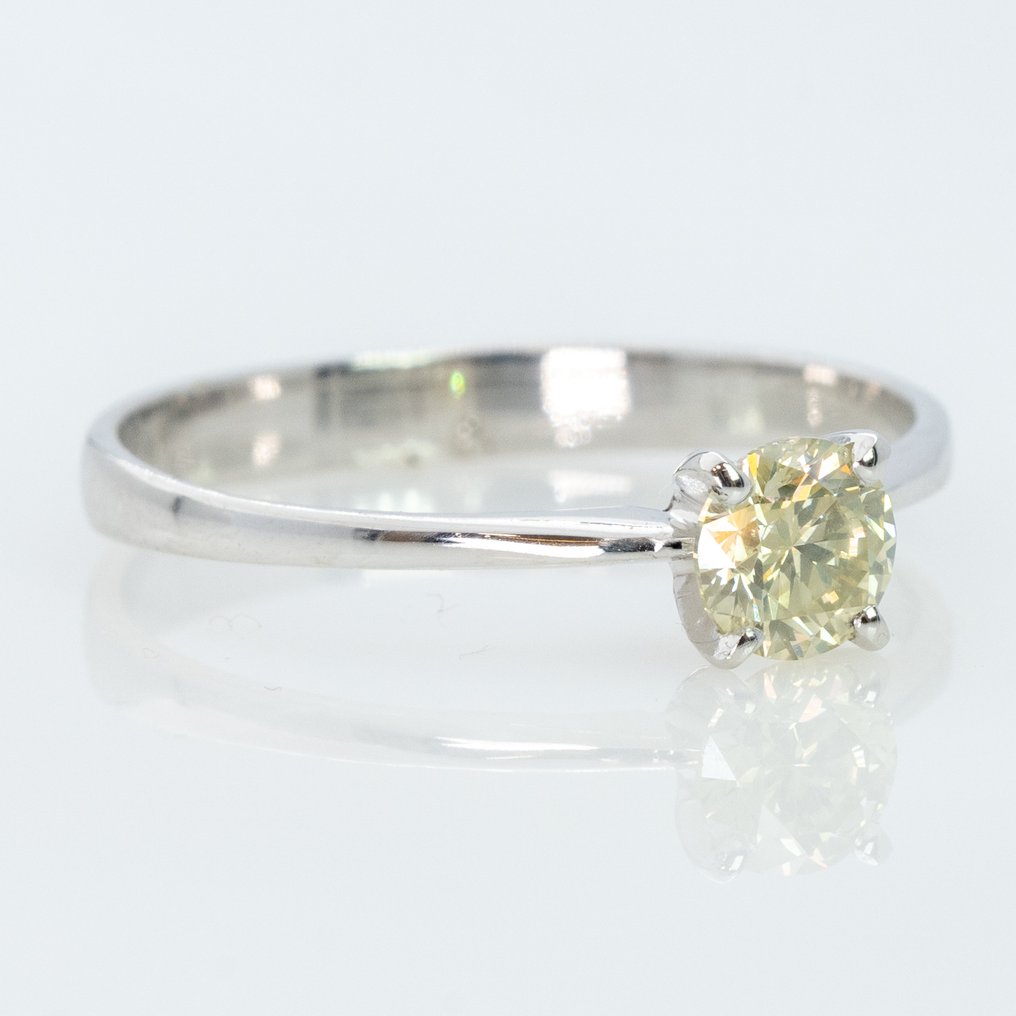 没有保留价 - 戒指 - 14K包金 白金 -  0.45ct. tw. 钻石 (天然色彩的) - GWLab #1.0