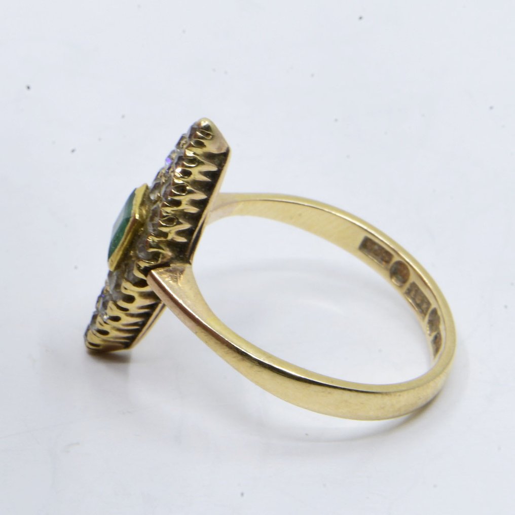 Ring - 18 karat Gull -  1.16ct. tw. Smaragd - Diamant #1.0