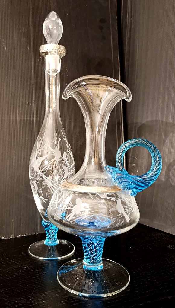 stile Liberty, 42 cm, Cassetti Firenze - Caraffa (2) - Vetro di Murano, .800 argento #2.1
