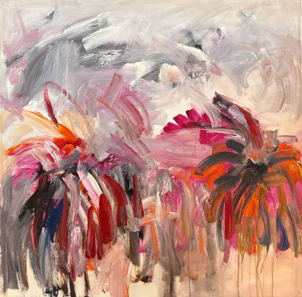 Quang Chinh - Symphonie d'Automne Rosé 100 x 100 cm #1.0