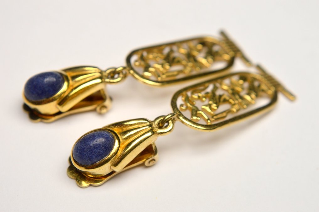 Lapislazuli - 925 Silber - Ohrringe - Ägyptisches Design #3.2