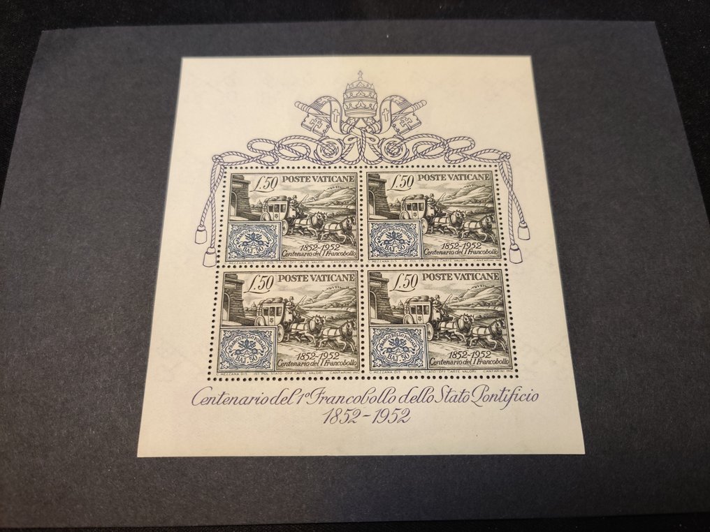 Βατικανό 1952 - Εκατοστή επέτειος, πρώτη έκδοση γραμματοσήμου, Βατικανό - Michel blok 1 #2.1