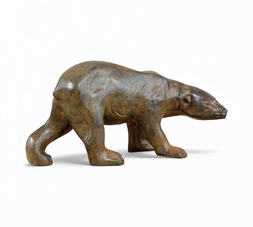 Pierre Chenet (XX-XXI) - 雕塑, Walking Polar Bear - 21 cm in length - 10 cm - 黄铜色 #2.1