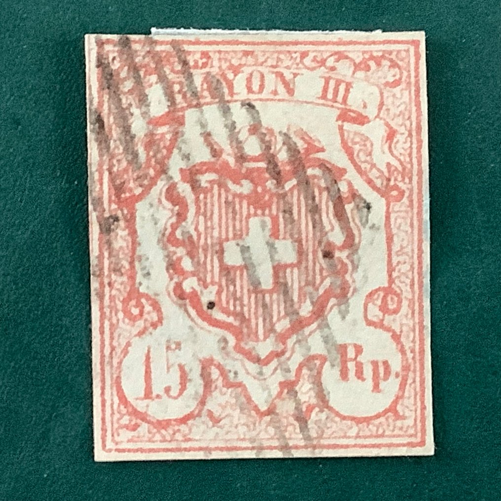 Schweiz 1850 - 15 Rp Rayon III - rige margener - Zumstein 20 - Michel 12 #1.0