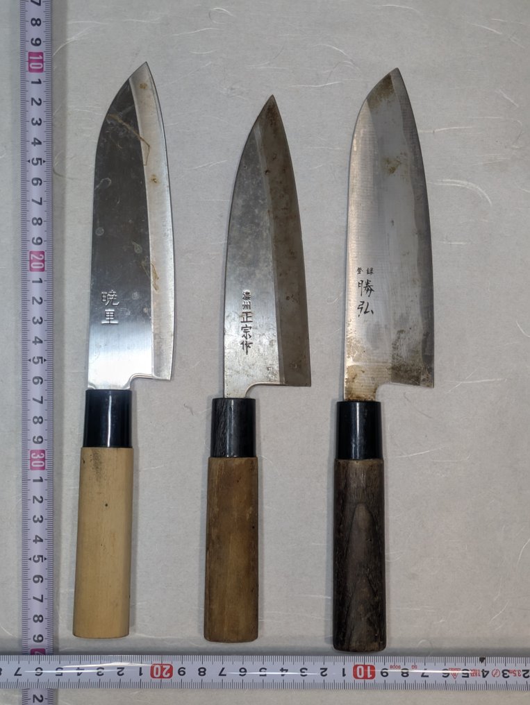 廚刀 - Kitchen knife set - 鐵, 鋼, 木 - 日本 - 传统名刀出刃包丁（暁里・濃州正宗作・登録勝弘） #1.0