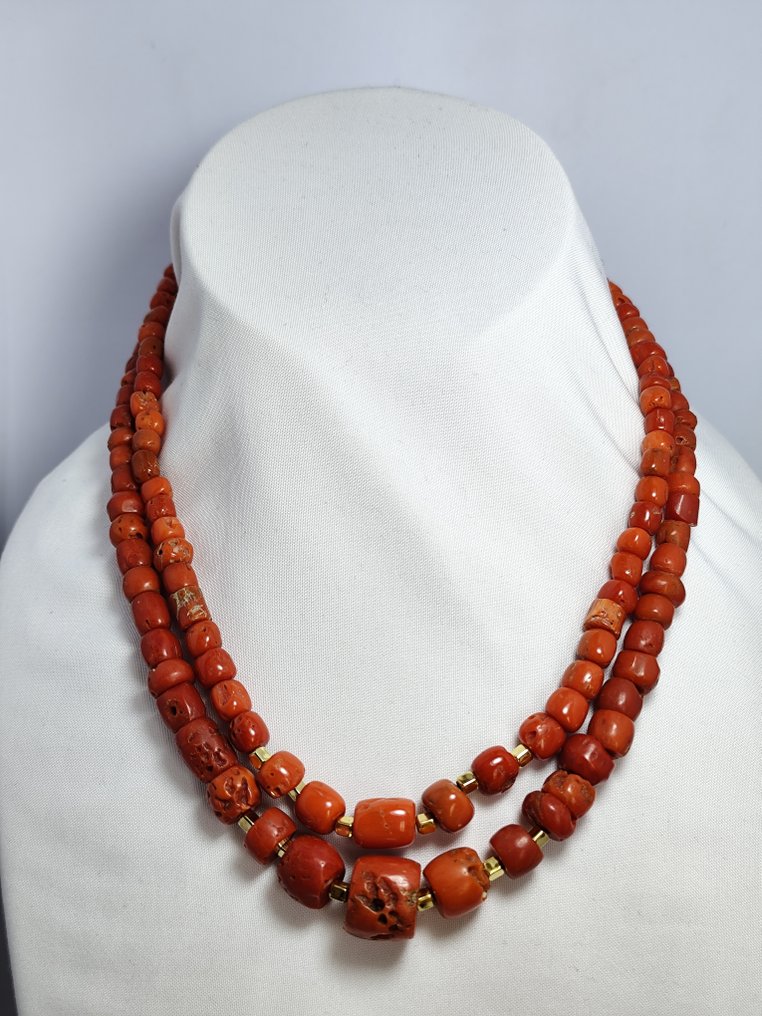 Corail rouge - Argent - Collier ras du cou #1.0