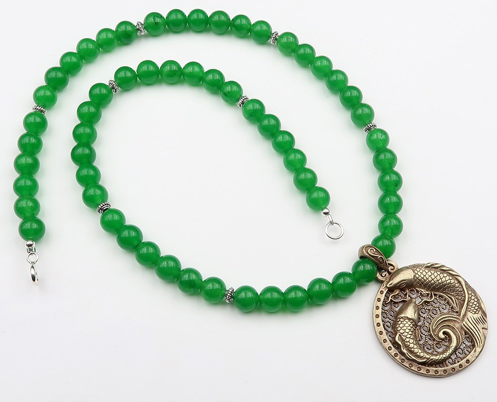 Emeraude - buddhalainen kaulakoru - Kultakalat - Menestystä ja onnea - Hopeinen lukko 925 - Kaulakoru riipuksella #4.3