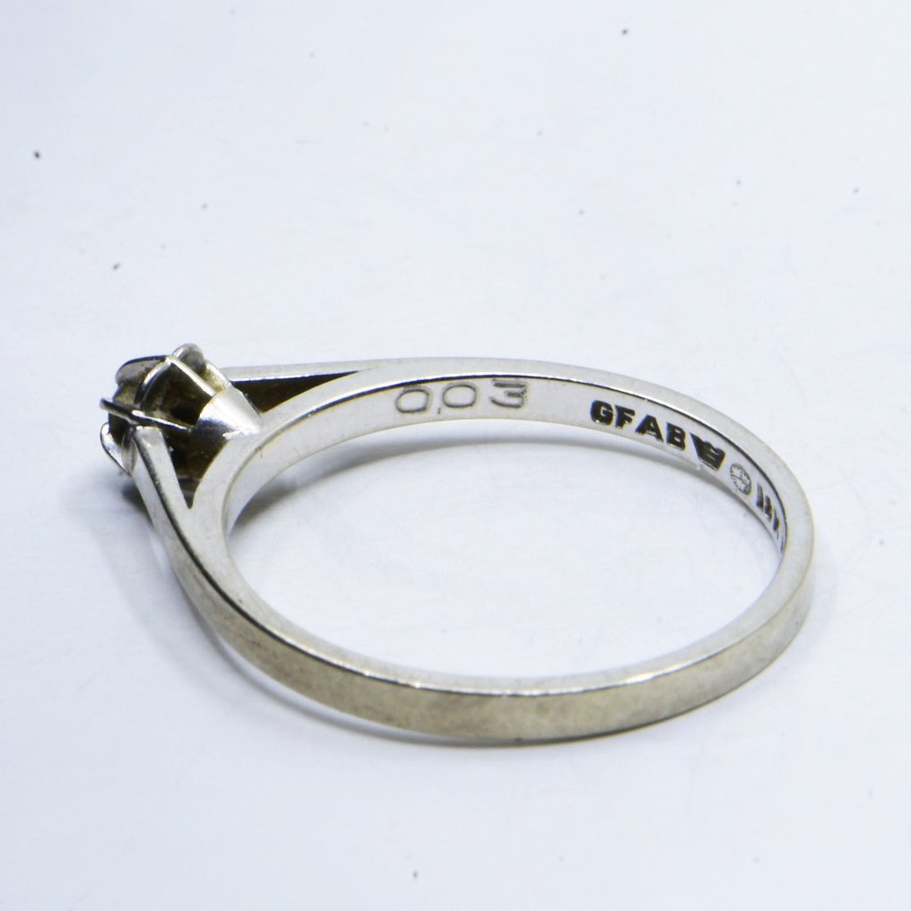 Δαχτυλίδι - 18 καράτια Λευκός χρυσός -  0.03ct. tw. Διαμάντι (Φυσικό)  #3.2