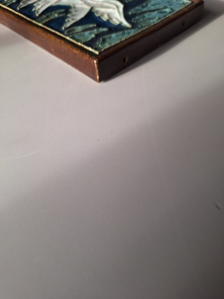  Tile - Cloisonné tile of two flying geese. - Porceleyne Fles - 1930-1940  #3.2