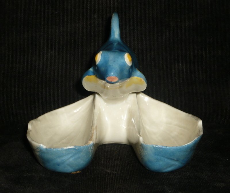 Théodore Haviland, Limoges - Édouard Sandoz (1881-1971) - Saltkjeller - Dobbel fiskformet salière - Porselen #4.3