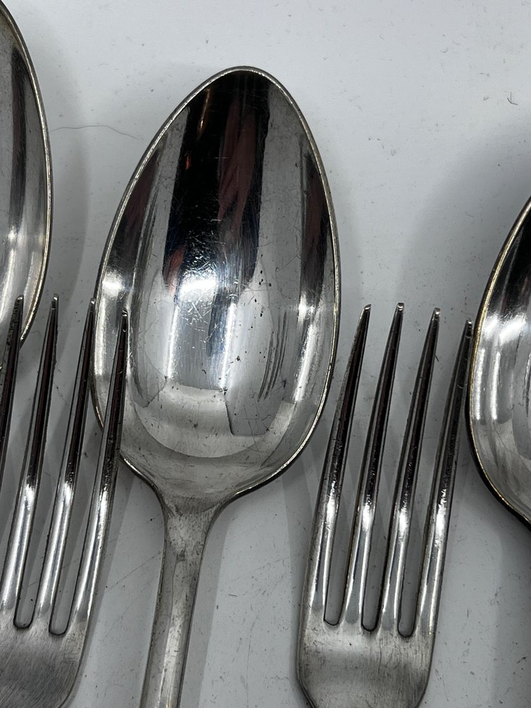 Christofle - Cutlery set (12) - Baguette / Dutch happiness - Silverplated - 6 workbenches, 6 spoons, baguette. #2.1