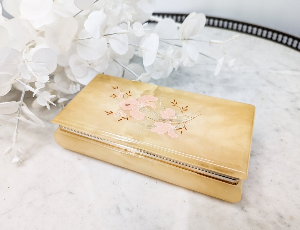 Présentoir à bijoux vintage en marbre jaune - Smykkeskrin - Marmor #1.0