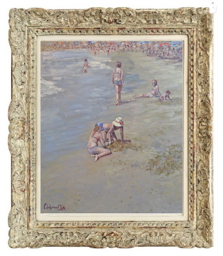 Chris van Dijk (1952) Impressionist - " Sur la plage " #1.0