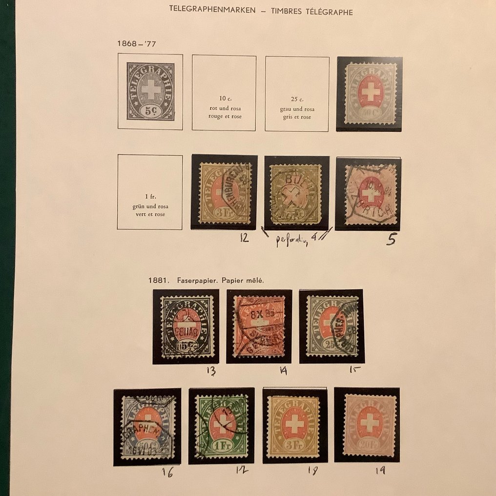 瑞士 1868/1881 - Lotje在专辑封面上的签名 - Michel ex 4/19 #1.0