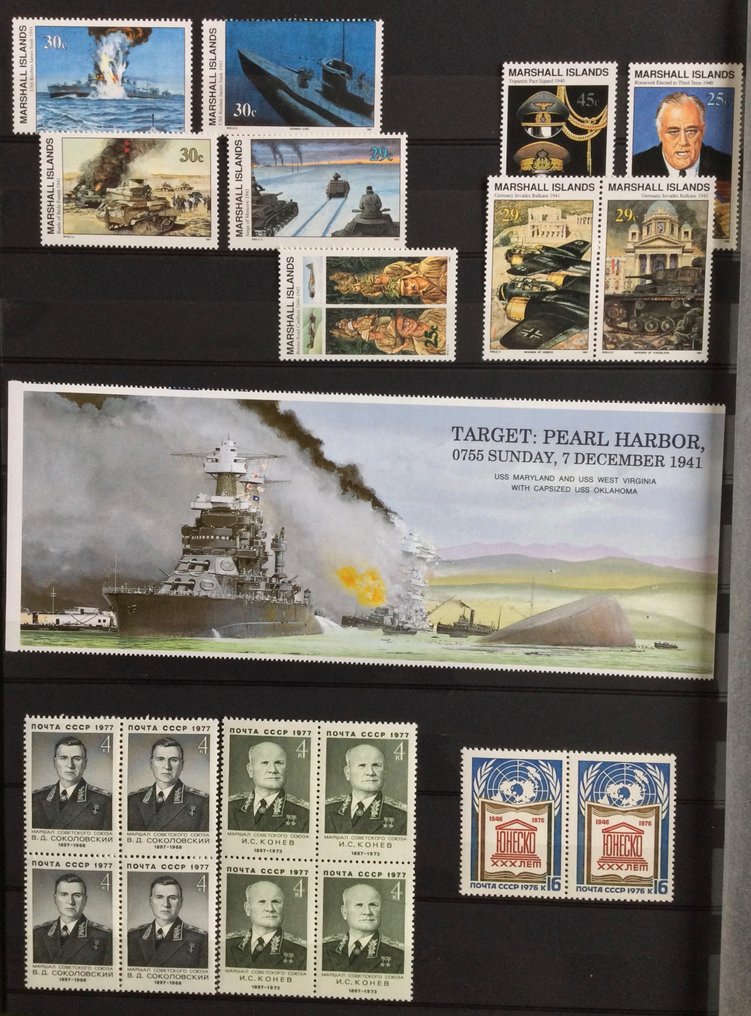 Various countries  - Motif: W.W.II, flora, fauna, nature, and ships, from various countries, in 4 stockbooks/albums. #4.3