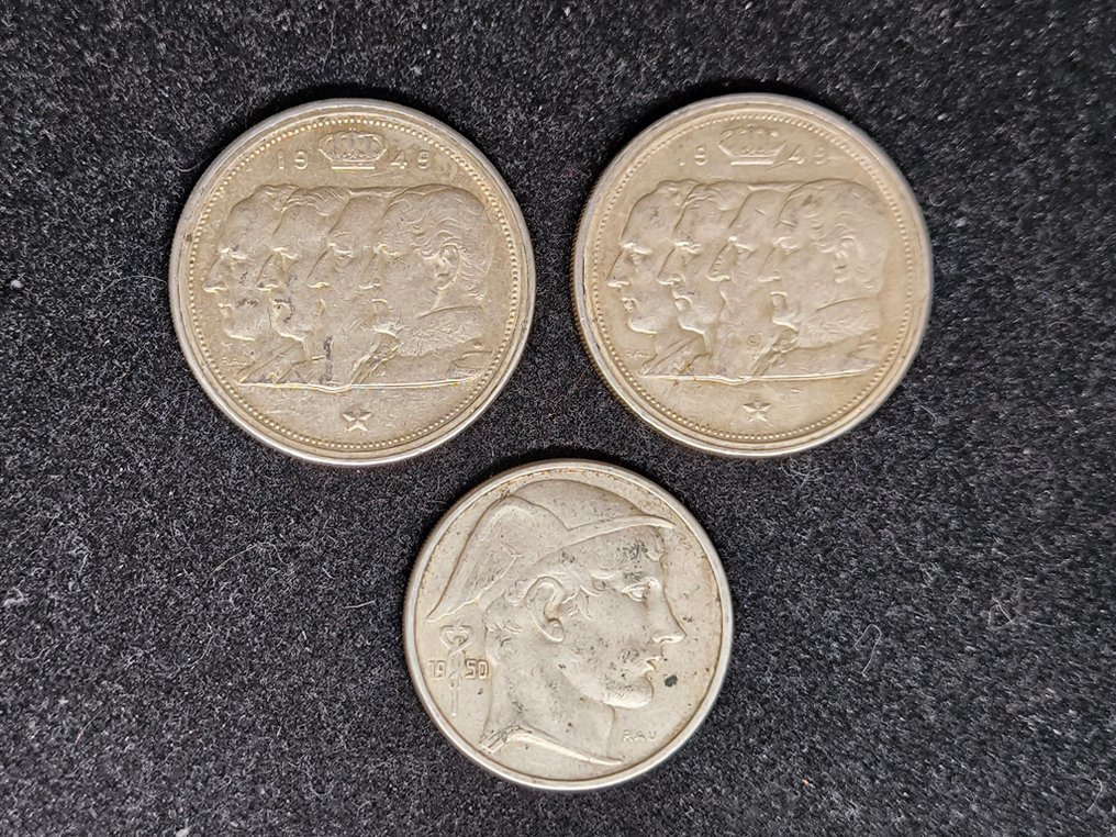 Βέλγιο. 50, 100 Francs 1949/1950, 3 x  (χωρίς τιμή ασφαλείας) #1.0