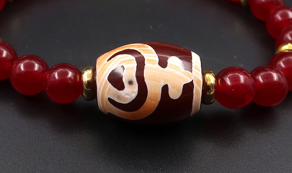 Rubis - 佛教手链 - Nectar Dzi - 财富磁石 - 14K金镀金扣 - 手镯 #2.1
