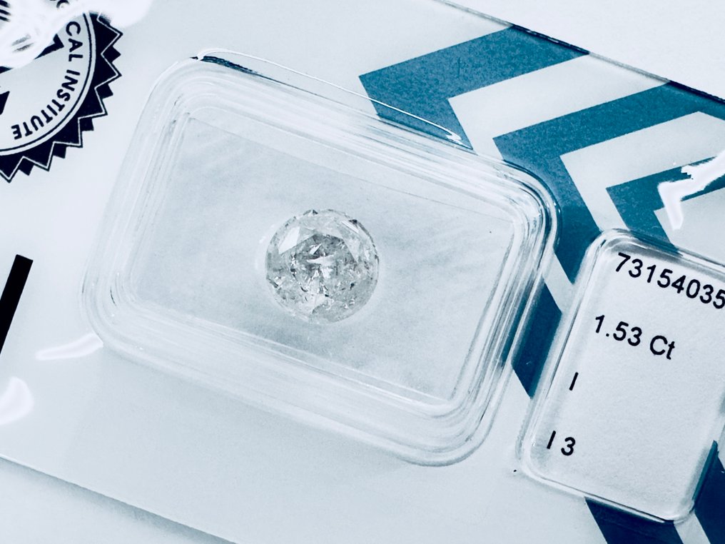 No reserve price - 1 pcs Diamond (Natural) - 1.53 ct - Round - I - I3 - International Gemological Institute (IGI) - ( NATURAL ) #3.2