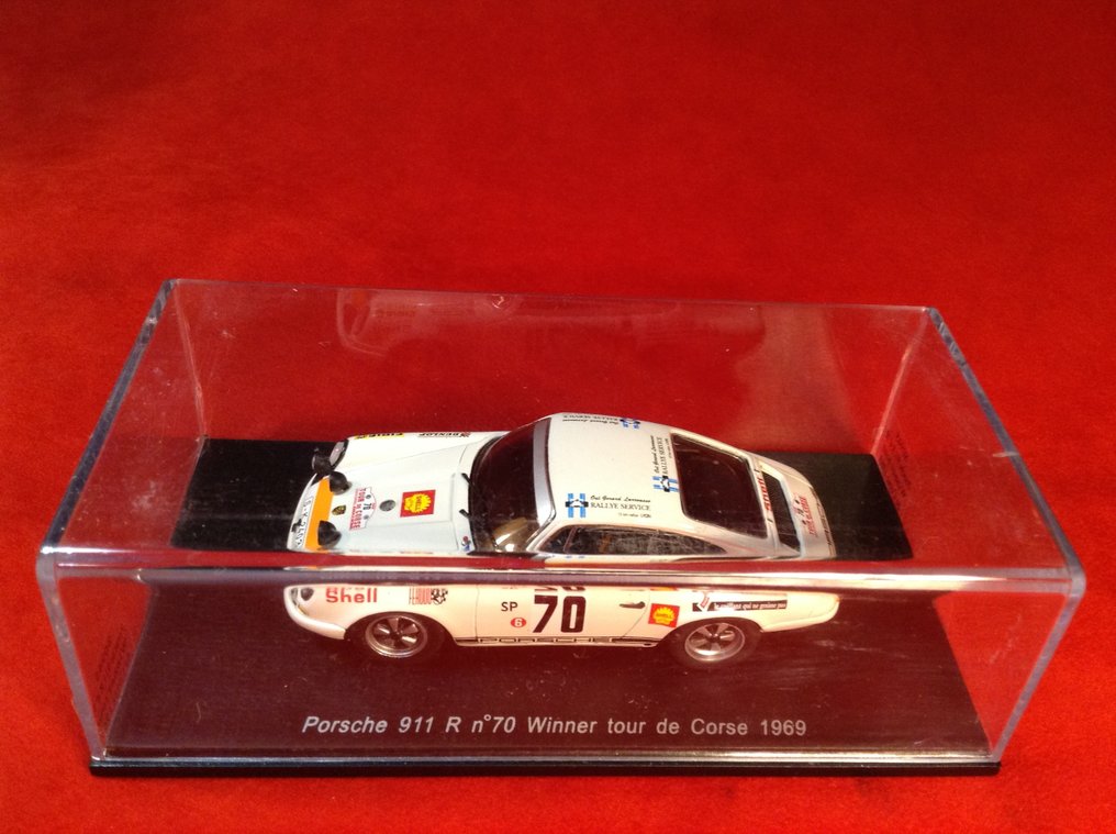 Spark 1:43 - Voiture de course miniature - ref. #S0945 Porsche 911 R Coupé 1° Rally Tour de Corse 1969 #70 Larrousse/Gelin - Qualité excellente - édition limitée - difficile à trouver aujourd'hui #1.0
