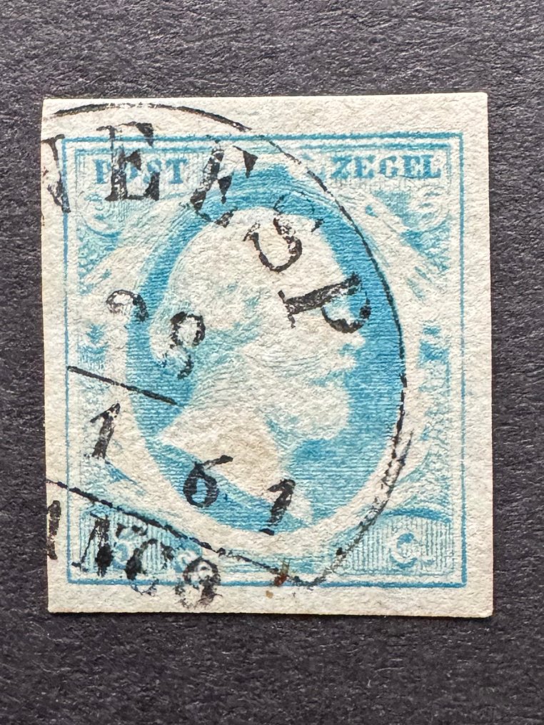 Ολλανδία 1852 - Ο Κόνον Γουίλλεμ ΙΙΙ με halfomdstempels. - NVPH 1 #4.3