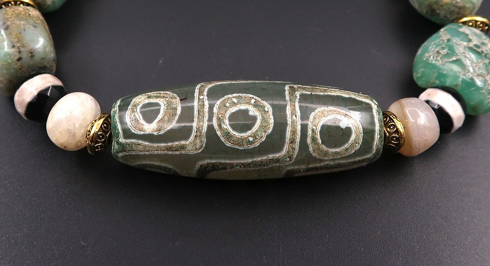 Pulsera budista - Dzi de 9 ojos - Prosperidad material y espiritual - Cierre oro 14K GF - Pulsera #3.2