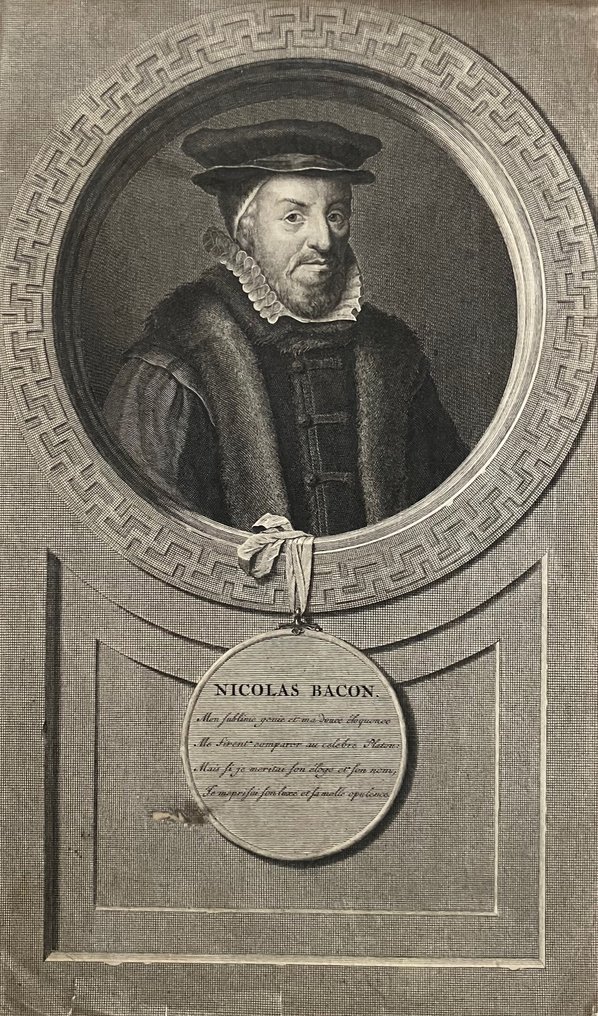 Pieter van Gunst - Nicholas Bacon - Copperplate Portrait - 1700 #1.0
