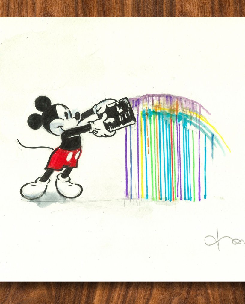 Tony Fernandez Œuvre originale - Mickey Mouse Creating a Rainbow – Hand Signed #1.0