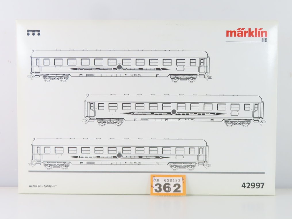 Märklin H0 - 42997 - Ensemble de wagons de passagers pour trains miniatures (1) - Ensemble de 3 pièces de train 'Apfelpheil' - DB #1.0